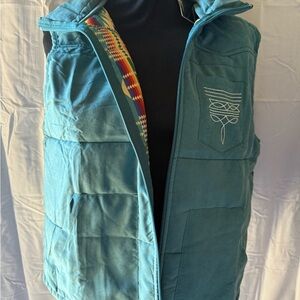 Women's Western Teal Quilted Vest with Embroidered Detail